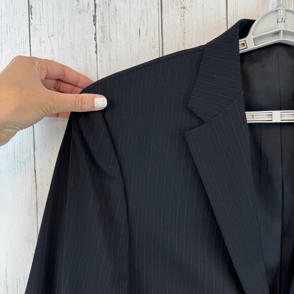 NWT Pronto Uomo Black Pinstripe Wool Platinum 2 Button Blazer Size 44 X-Long - Picture 3 of 16